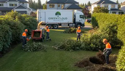 Crew performing professional shrub removal in Overland Park, KS for Chop Chop Tree service