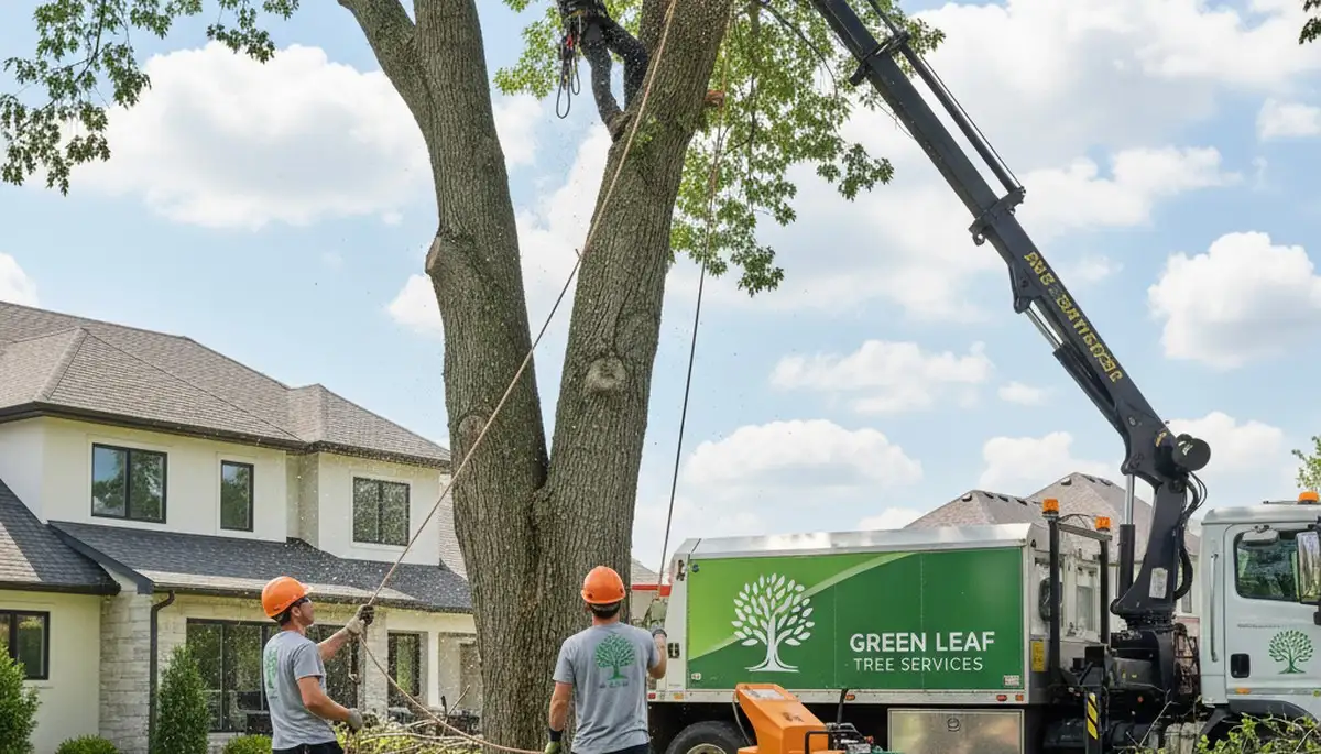 Arborists performing tree removal service in Overland Park, KS for safe, well-maintained properties
