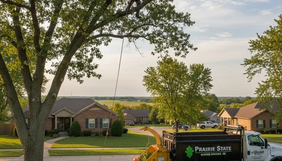 Professional tree removal service in Overland Park KS safely clearing large oak trees