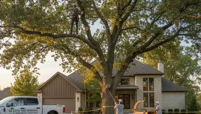 Professional tree removal service in Overland Park KS safely clearing large oak trees