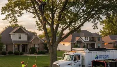 Professional tree removal service in Overland Park KS safely cutting and clearing residential trees