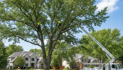 Professional tree removal service in Overland Park KS safely clearing large oak branches